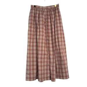 J.Crew Womens Size 10 Plaid Button Front Midi Skirt Red White Cotton Vintage